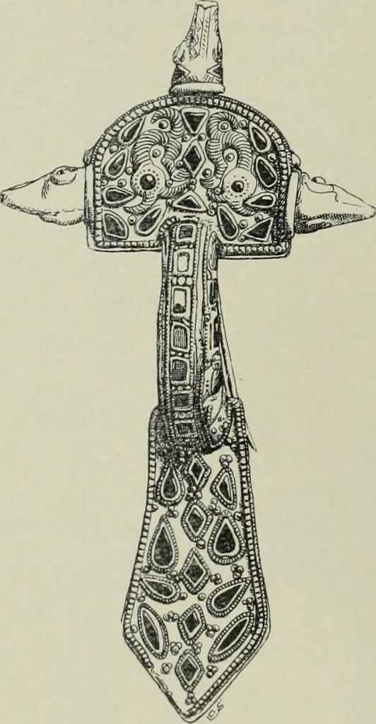 An illustration from Die altgermanische thierornamentik; typologische studie über germanische metallgegenstände aus dem IV. bis IX. jahrhundert, nebst einer studie über irische ornamentik, 1904, leaf 35