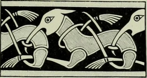 An illustration from Die altgermanische thierornamentik; typologische studie über germanische metallgegenstände aus dem IV. bis IX. jahrhundert, nebst einer studie über irische ornamentik, 1904, leaf 356