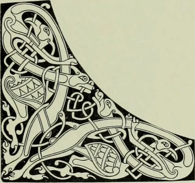 An illustration from Die altgermanische thierornamentik; typologische studie über germanische metallgegenstände aus dem IV. bis IX. jahrhundert, nebst einer studie über irische ornamentik, 1904, leaf 360