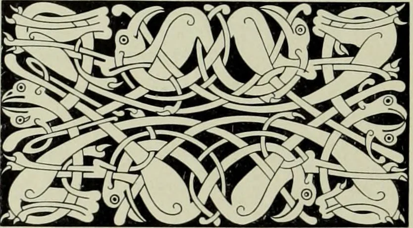 An illustration from Die altgermanische thierornamentik; typologische studie über germanische metallgegenstände aus dem IV. bis IX. jahrhundert, nebst einer studie über irische ornamentik, 1904, leaf 365