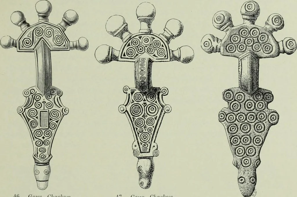 An illustration from Die altgermanische thierornamentik; typologische studie über germanische metallgegenstände aus dem IV. bis IX. jahrhundert, nebst einer studie über irische ornamentik, 1904, leaf 40
