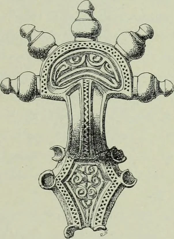 An illustration from Die altgermanische thierornamentik; typologische studie über germanische metallgegenstände aus dem IV. bis IX. jahrhundert, nebst einer studie über irische ornamentik, 1904, leaf 44