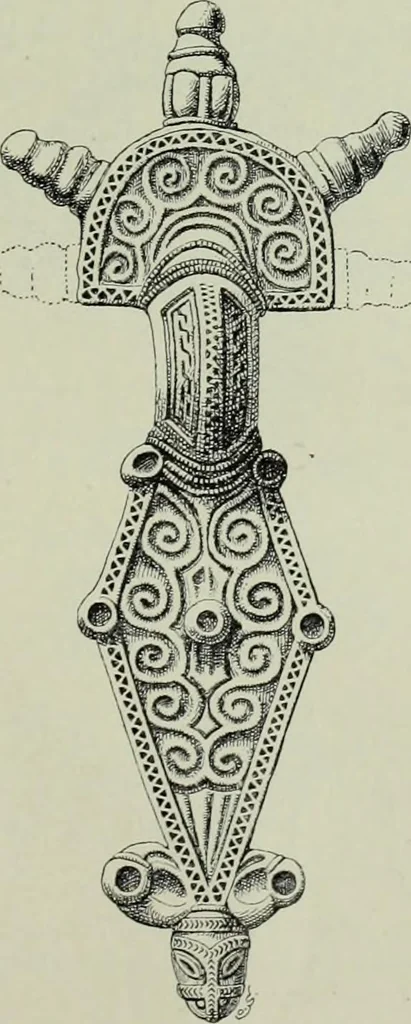 An illustration from Die altgermanische thierornamentik; typologische studie über germanische metallgegenstände aus dem IV. bis IX. jahrhundert, nebst einer studie über irische ornamentik, 1904, leaf 44
