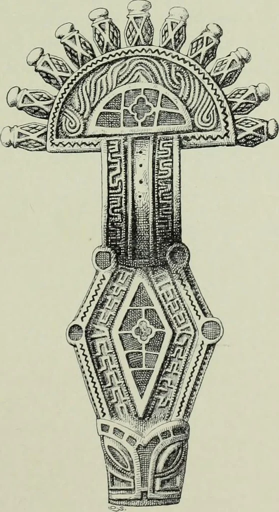 An illustration from Die altgermanische thierornamentik; typologische studie über germanische metallgegenstände aus dem IV. bis IX. jahrhundert, nebst einer studie über irische ornamentik, 1904, leaf 44