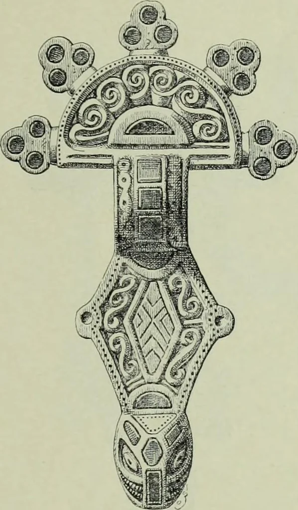 An illustration from Die altgermanische thierornamentik; typologische studie über germanische metallgegenstände aus dem IV. bis IX. jahrhundert, nebst einer studie über irische ornamentik, 1904, leaf 46