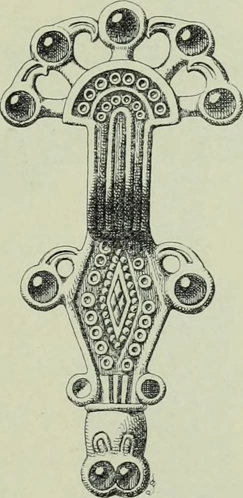 An illustration from Die altgermanische thierornamentik; typologische studie über germanische metallgegenstände aus dem IV. bis IX. jahrhundert, nebst einer studie über irische ornamentik, 1904, leaf 46