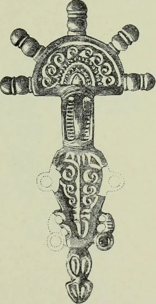 An illustration from Die altgermanische thierornamentik; typologische studie über germanische metallgegenstände aus dem IV. bis IX. jahrhundert, nebst einer studie über irische ornamentik, 1904, leaf 46