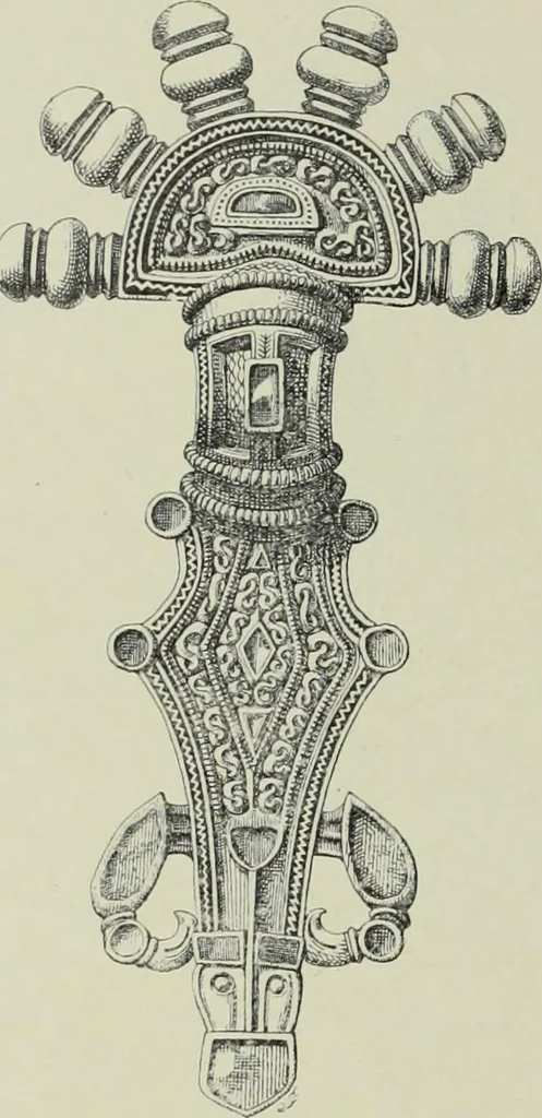 An illustration from Die altgermanische thierornamentik; typologische studie über germanische metallgegenstände aus dem IV. bis IX. jahrhundert, nebst einer studie über irische ornamentik, 1904, leaf 47