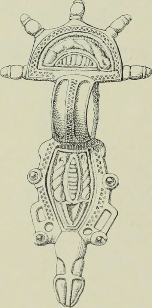 An illustration from Die altgermanische thierornamentik; typologische studie über germanische metallgegenstände aus dem IV. bis IX. jahrhundert, nebst einer studie über irische ornamentik, 1904, leaf 47