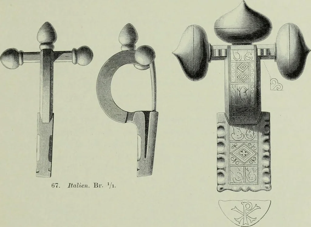 An illustration from Die altgermanische thierornamentik; typologische studie über germanische metallgegenstände aus dem IV. bis IX. jahrhundert, nebst einer studie über irische ornamentik, 1904, leaf 48