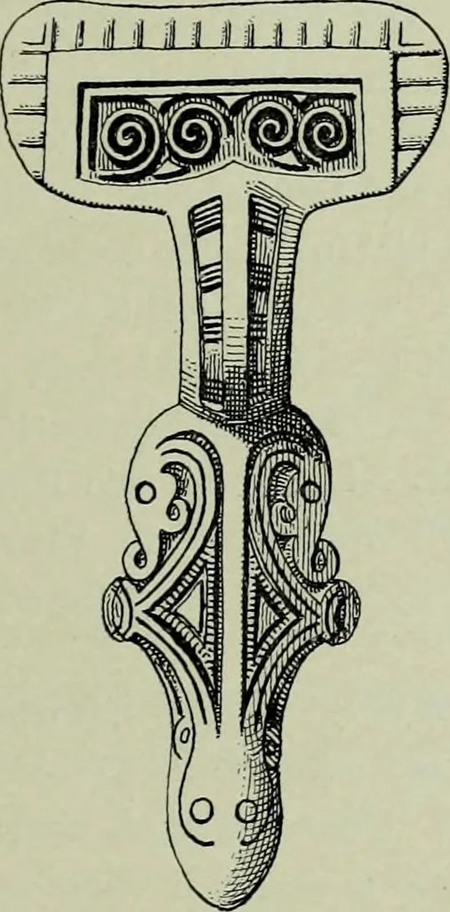 An illustration from Die altgermanische thierornamentik; typologische studie über germanische metallgegenstände aus dem IV. bis IX. jahrhundert, nebst einer studie über irische ornamentik, 1904, leaf 56