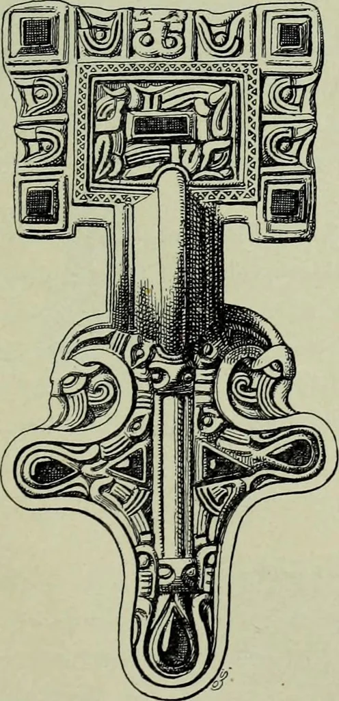 An illustration from Die altgermanische thierornamentik; typologische studie über germanische metallgegenstände aus dem IV. bis IX. jahrhundert, nebst einer studie über irische ornamentik, 1904, leaf 56