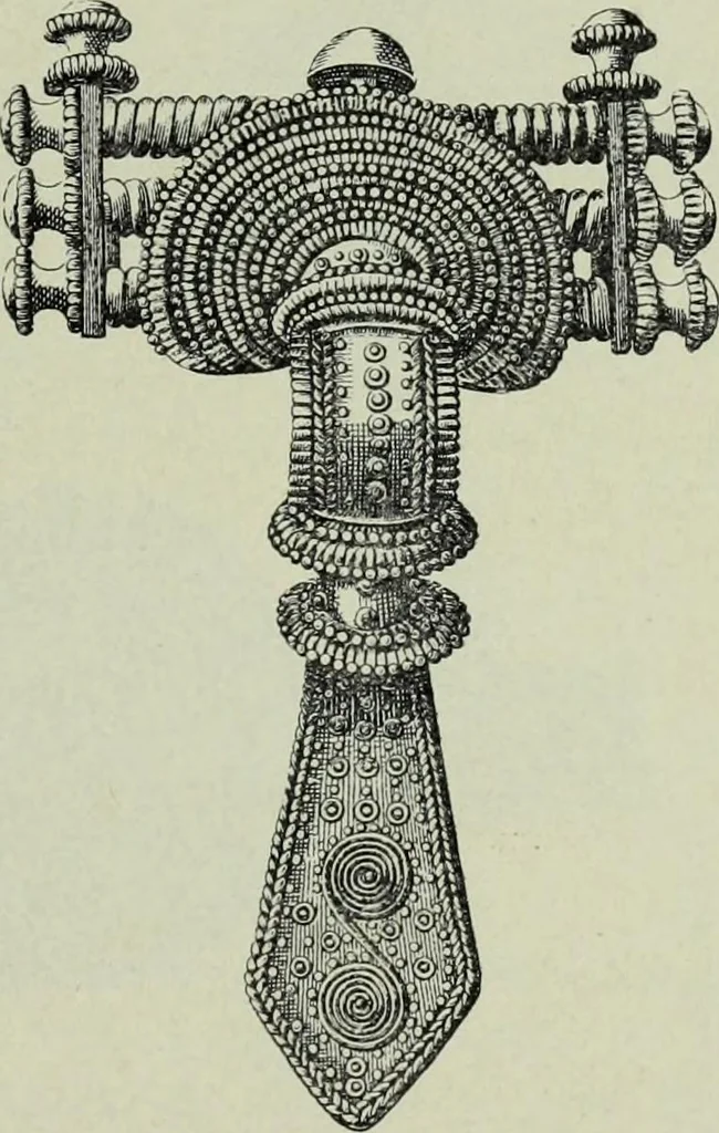 An illustration from Die altgermanische thierornamentik; typologische studie über germanische metallgegenstände aus dem IV. bis IX. jahrhundert, nebst einer studie über irische ornamentik, 1904, leaf 58