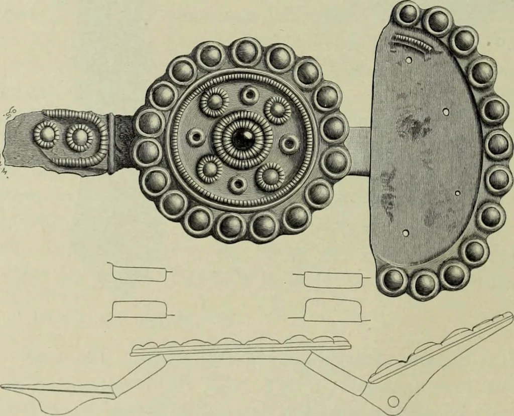 An illustration from Die altgermanische thierornamentik; typologische studie über germanische metallgegenstände aus dem IV. bis IX. jahrhundert, nebst einer studie über irische ornamentik, 1904, leaf 59