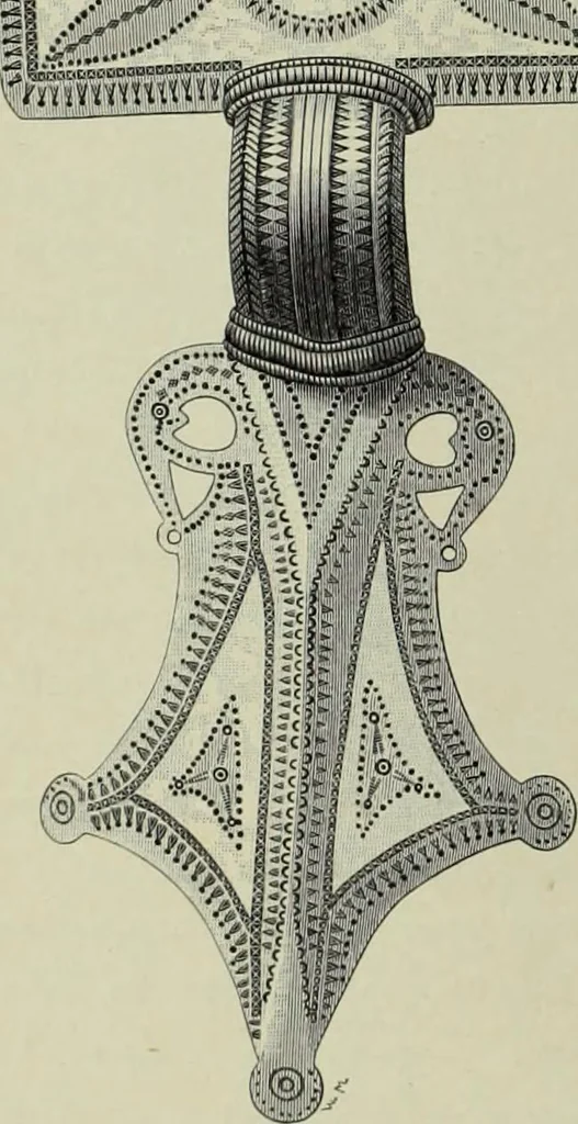 An illustration from Die altgermanische thierornamentik; typologische studie über germanische metallgegenstände aus dem IV. bis IX. jahrhundert, nebst einer studie über irische ornamentik, 1904, leaf 65