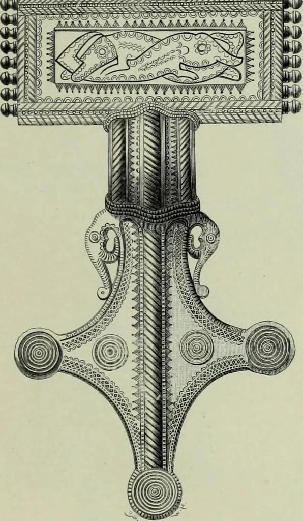 An illustration from Die altgermanische thierornamentik; typologische studie über germanische metallgegenstände aus dem IV. bis IX. jahrhundert, nebst einer studie über irische ornamentik, 1904, leaf 66