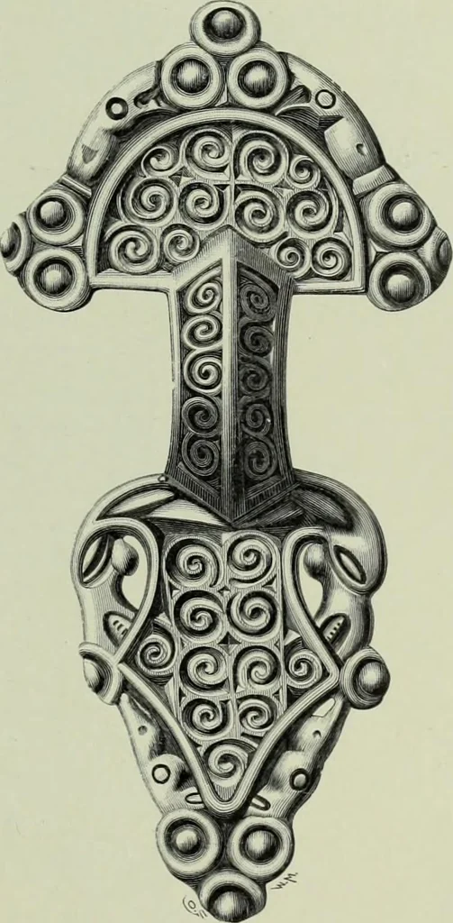 An illustration from Die altgermanische thierornamentik; typologische studie über germanische metallgegenstände aus dem IV. bis IX. jahrhundert, nebst einer studie über irische ornamentik, 1904, leaf 70