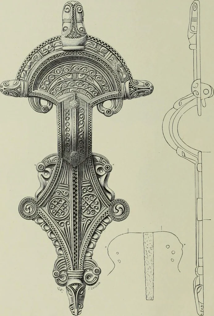 An illustration from Die altgermanische thierornamentik; typologische studie über germanische metallgegenstände aus dem IV. bis IX. jahrhundert, nebst einer studie über irische ornamentik, 1904, leaf 71
