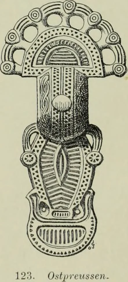 An illustration from Die altgermanische thierornamentik; typologische studie über germanische metallgegenstände aus dem IV. bis IX. jahrhundert, nebst einer studie über irische ornamentik, 1904, leaf 73