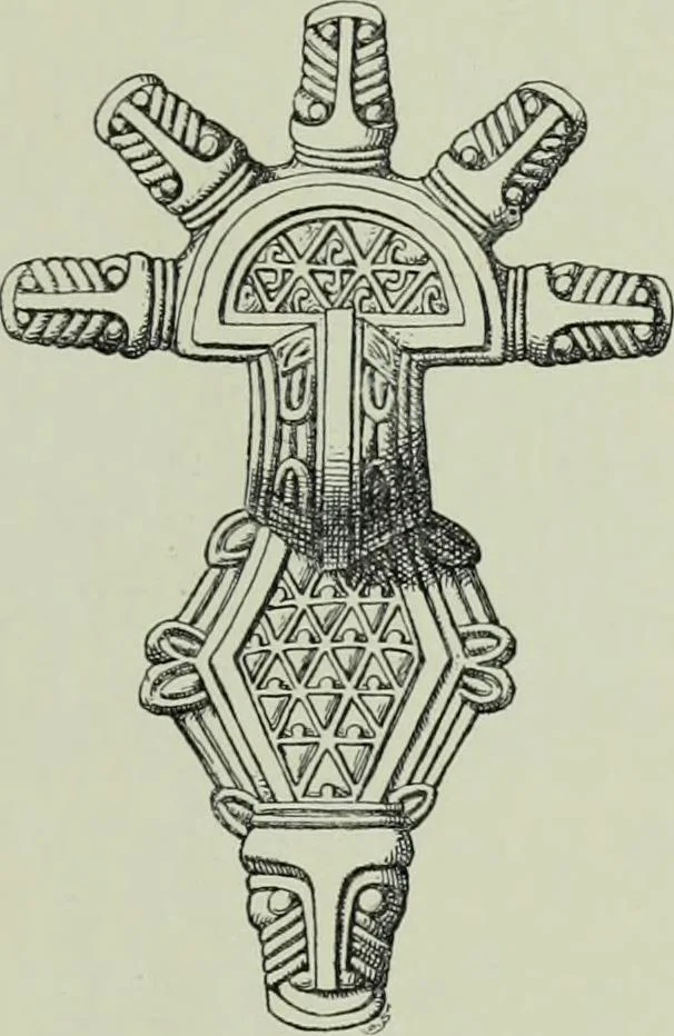 An illustration from Die altgermanische thierornamentik; typologische studie über germanische metallgegenstände aus dem IV. bis IX. jahrhundert, nebst einer studie über irische ornamentik, 1904, leaf 74