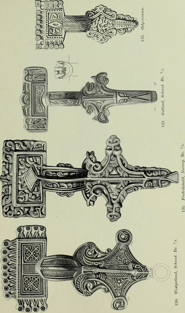 An illustration from Die altgermanische thierornamentik; typologische studie über germanische metallgegenstände aus dem IV. bis IX. jahrhundert, nebst einer studie über irische ornamentik, 1904, leaf 78