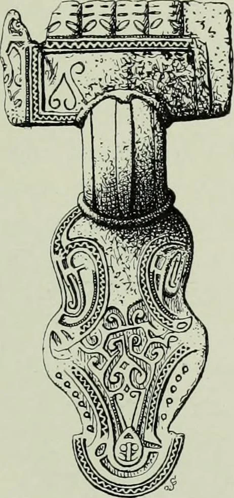 An illustration from Die altgermanische thierornamentik; typologische studie über germanische metallgegenstände aus dem IV. bis IX. jahrhundert, nebst einer studie über irische ornamentik, 1904, leaf 80