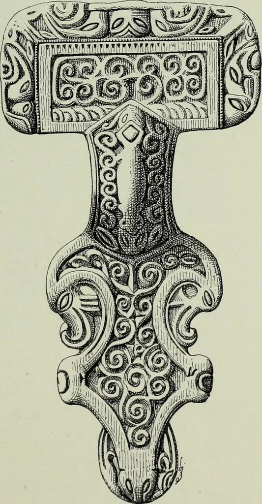 An illustration from Die altgermanische thierornamentik; typologische studie über germanische metallgegenstände aus dem IV. bis IX. jahrhundert, nebst einer studie über irische ornamentik, 1904, leaf 80