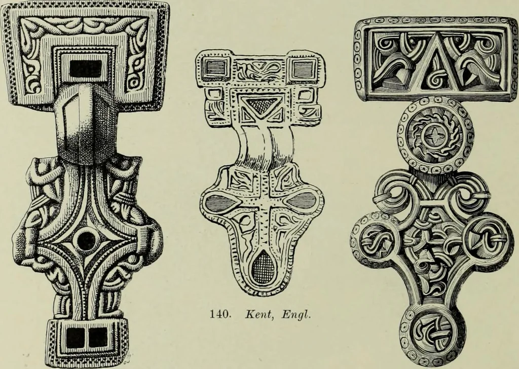 An illustration from Die altgermanische thierornamentik; typologische studie über germanische metallgegenstände aus dem IV. bis IX. jahrhundert, nebst einer studie über irische ornamentik, 1904, leaf 81