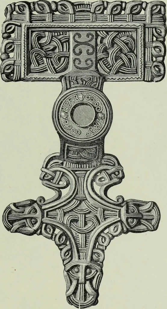 An illustration from Die altgermanische thierornamentik; typologische studie über germanische metallgegenstände aus dem IV. bis IX. jahrhundert, nebst einer studie über irische ornamentik, 1904, leaf 82