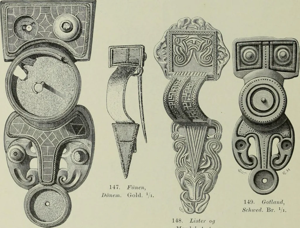 An illustration from Die altgermanische thierornamentik; typologische studie über germanische metallgegenstände aus dem IV. bis IX. jahrhundert, nebst einer studie über irische ornamentik, 1904, leaf 85
