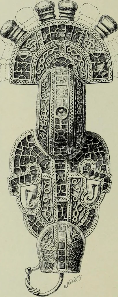 An illustration from Die altgermanische thierornamentik; typologische studie über germanische metallgegenstände aus dem IV. bis IX. jahrhundert, nebst einer studie über irische ornamentik, 1904, leaf 87