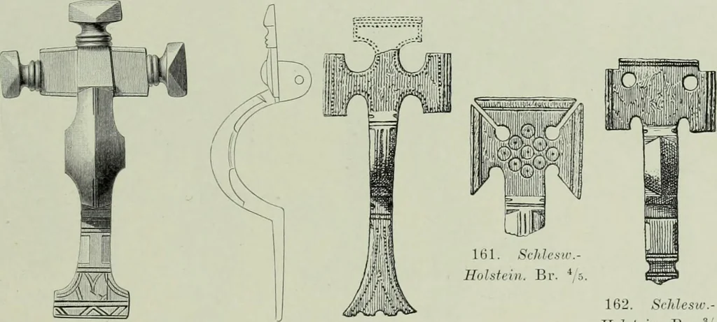 An illustration from Die altgermanische thierornamentik; typologische studie über germanische metallgegenstände aus dem IV. bis IX. jahrhundert, nebst einer studie über irische ornamentik, 1904, leaf 90