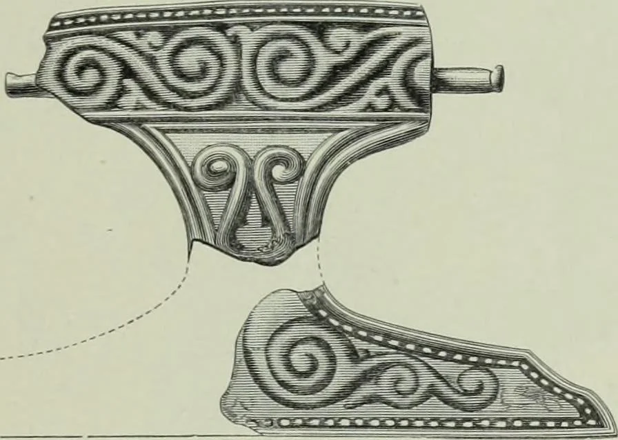 An illustration from Die altgermanische thierornamentik; typologische studie über germanische metallgegenstände aus dem IV. bis IX. jahrhundert, nebst einer studie über irische ornamentik, 1904, leaf 94