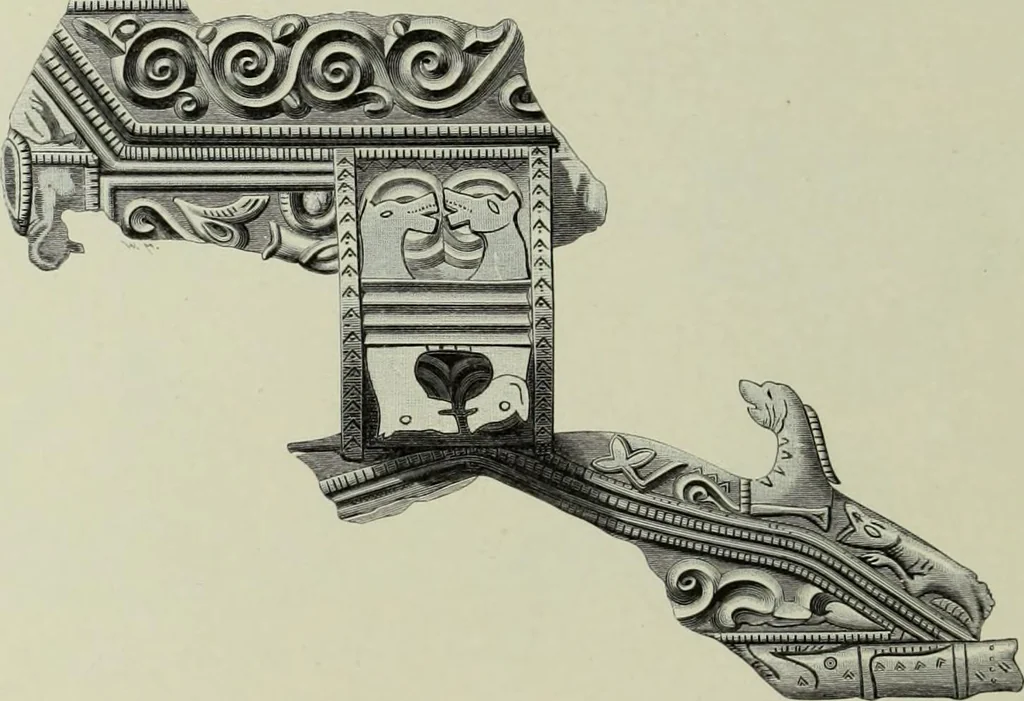 An illustration from Die altgermanische thierornamentik; typologische studie über germanische metallgegenstände aus dem IV. bis IX. jahrhundert, nebst einer studie über irische ornamentik, 1904, leaf 95