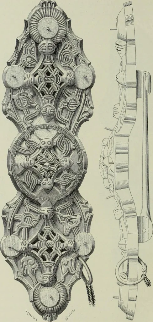 An illustration from Die altgermanische thierornamentik; typologische studie über germanische metallgegenstände aus dem IV. bis IX. jahrhundert, nebst einer studie über irische ornamentik, 1904, leaf 97