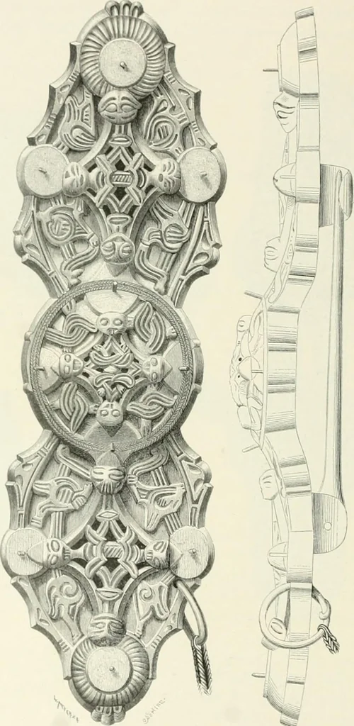 An illustration from Die altgermanische Thierornamentik : typologische Studie über germanische Metallgegenstände aus dem IV. bis IX. Jahrhundert, nebst einer Studie über irische Ornamentik, 1904, leaf 101