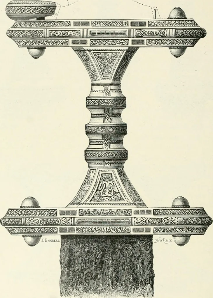 An illustration from Die altgermanische Thierornamentik : typologische Studie über germanische Metallgegenstände aus dem IV. bis IX. Jahrhundert, nebst einer Studie über irische Ornamentik, 1904, leaf 121