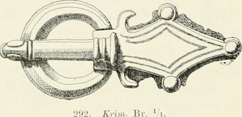 An illustration from Die altgermanische Thierornamentik : typologische Studie über germanische Metallgegenstände aus dem IV. bis IX. Jahrhundert, nebst einer Studie über irische Ornamentik, 1904, leaf 133