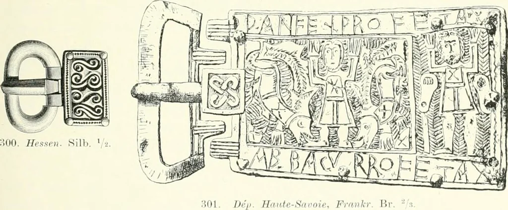 An illustration from Die altgermanische Thierornamentik : typologische Studie über germanische Metallgegenstände aus dem IV. bis IX. Jahrhundert, nebst einer Studie über irische Ornamentik, 1904, leaf 134