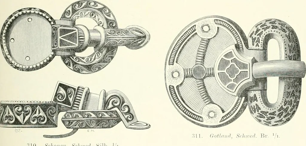 An illustration from Die altgermanische Thierornamentik : typologische Studie über germanische Metallgegenstände aus dem IV. bis IX. Jahrhundert, nebst einer Studie über irische Ornamentik, 1904, leaf 138