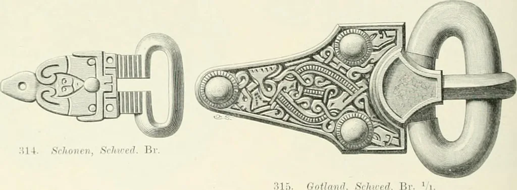 An illustration from Die altgermanische Thierornamentik : typologische Studie über germanische Metallgegenstände aus dem IV. bis IX. Jahrhundert, nebst einer Studie über irische Ornamentik, 1904, leaf 139