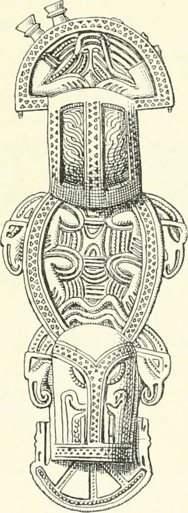 An illustration from Die altgermanische Thierornamentik : typologische Studie über germanische Metallgegenstände aus dem IV. bis IX. Jahrhundert, nebst einer Studie über irische Ornamentik, 1904, leaf 154