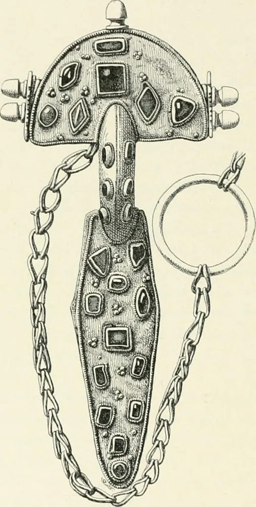 An illustration from Die altgermanische Thierornamentik : typologische Studie über germanische Metallgegenstände aus dem IV. bis IX. Jahrhundert, nebst einer Studie über irische Ornamentik, 1904, leaf 161