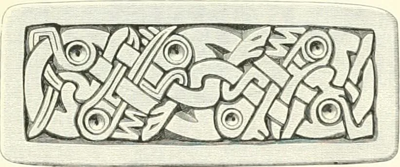 An illustration from Die altgermanische Thierornamentik : typologische Studie über germanische Metallgegenstände aus dem IV. bis IX. Jahrhundert, nebst einer Studie über irische Ornamentik, 1904, leaf 170