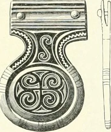 An illustration from Die altgermanische Thierornamentik : typologische Studie über germanische Metallgegenstände aus dem IV. bis IX. Jahrhundert, nebst einer Studie über irische Ornamentik, 1904, leaf 186