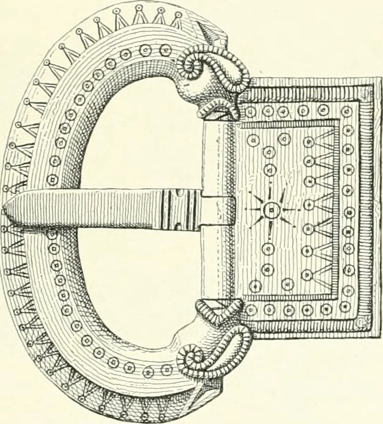 An illustration from Die altgermanische Thierornamentik : typologische Studie über germanische Metallgegenstände aus dem IV. bis IX. Jahrhundert, nebst einer Studie über irische Ornamentik, 1904, leaf 188