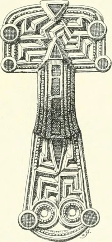 An illustration from Die altgermanische Thierornamentik : typologische Studie über germanische Metallgegenstände aus dem IV. bis IX. Jahrhundert, nebst einer Studie über irische Ornamentik, 1904, leaf 190