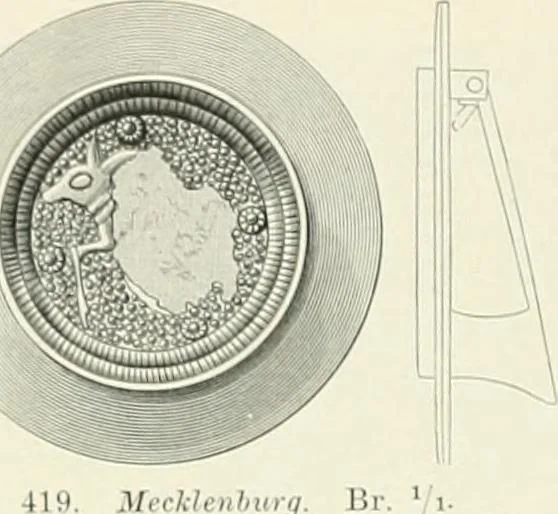 An illustration from Die altgermanische Thierornamentik : typologische Studie über germanische Metallgegenstände aus dem IV. bis IX. Jahrhundert, nebst einer Studie über irische Ornamentik, 1904, leaf 201