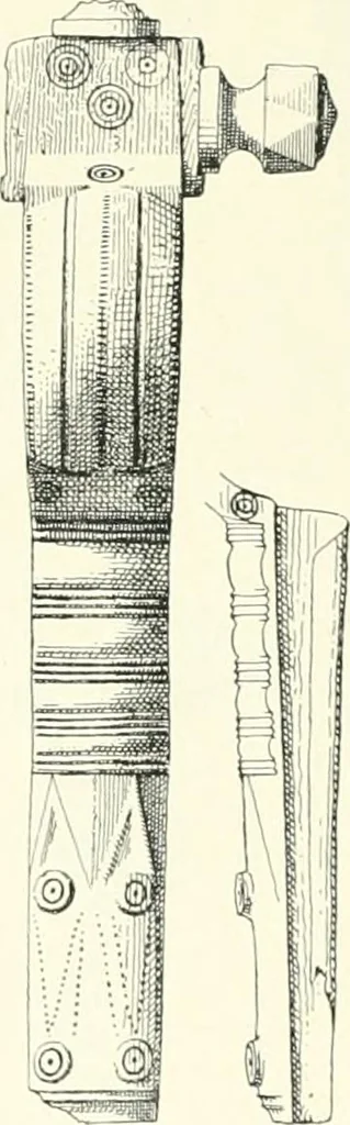 An illustration from Die altgermanische Thierornamentik : typologische Studie über germanische Metallgegenstände aus dem IV. bis IX. Jahrhundert, nebst einer Studie über irische Ornamentik, 1904, leaf 204