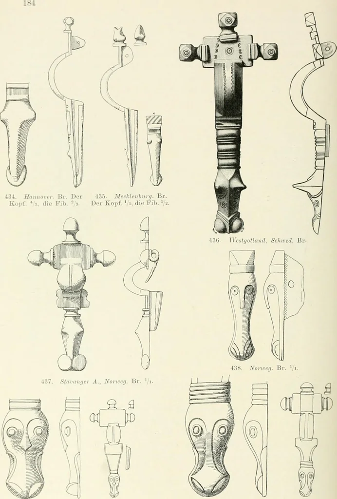 An illustration from Die altgermanische Thierornamentik : typologische Studie über germanische Metallgegenstände aus dem IV. bis IX. Jahrhundert, nebst einer Studie über irische Ornamentik, 1904, leaf 205
